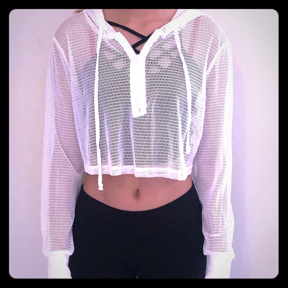 XS White Mesh Hoodie